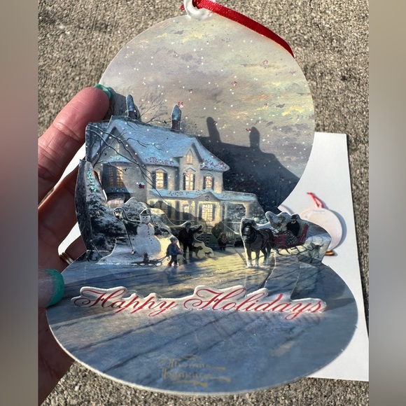 Thomas Kinkade Christmas 12 Pop Up Ornaments Gift Tags With 16 Envelopes Vintage - Picture 12 of 14